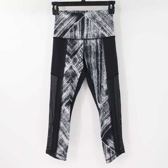 Lululemon Leggings Womens 2 Hot To Street Crop Heat Wave sheer mesh panel yoga - Picture 1 of 13